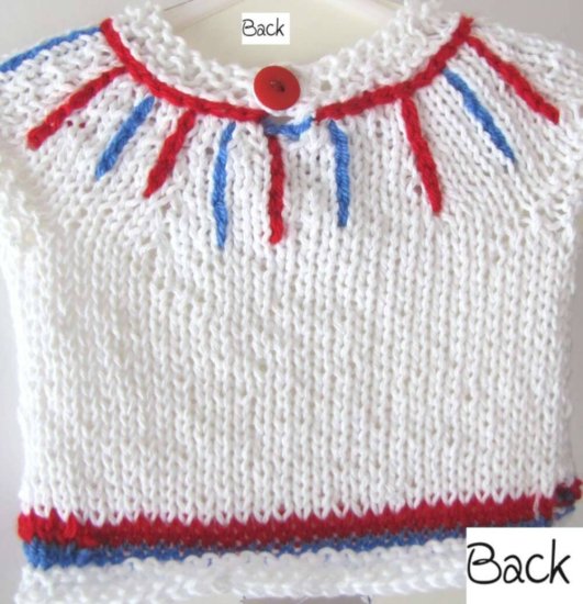 KSS White with Red & Blue Cotton Sweater/Vest  12 M