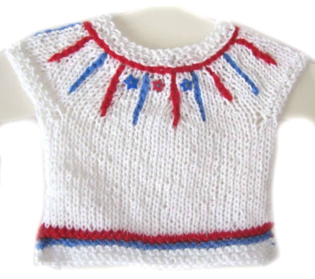 KSS White with Red & Blue Cotton Sweater/Vest 12 M