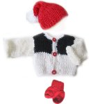KSS Black and White Sweater/Cardigan, Hat & Booties (0-3 Months) SW-124