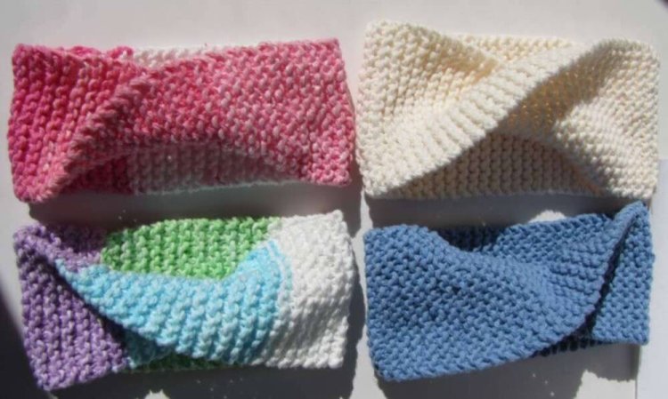KSS Bone Colored Knitted Cotton Infinity Headband 14-16