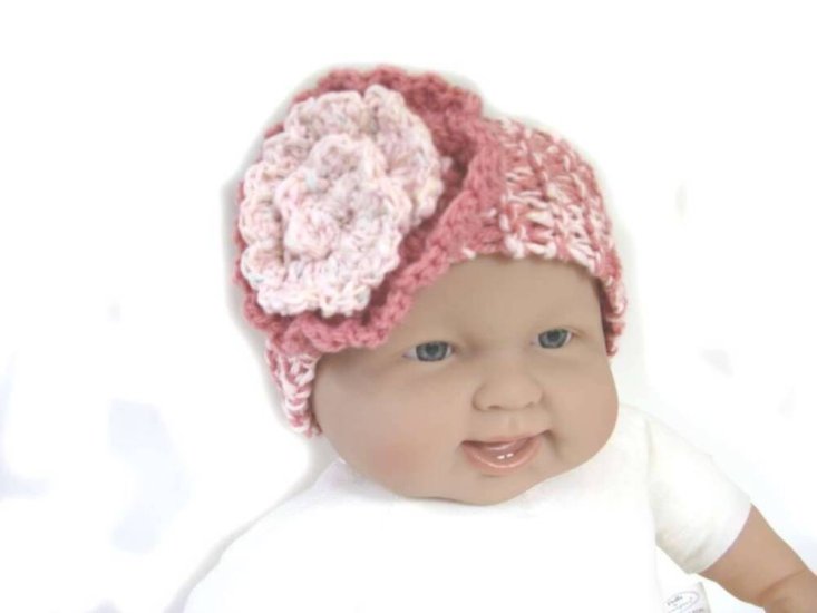KSS Dark/Light Pink Knitted Headband 12-16" (3-24 Months) - Click Image to Close