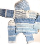 KSS Sky Blue/White Mohair Type Sweater, pants, Cap(12 Months) SW-061