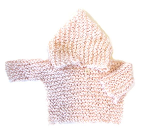 KSS Pink Cotton Baby Sweater with a Hood & Booties (6 Months) SW-155 - Click Image to Close