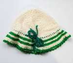 KSS Beige/Green Crocheted Cotton Sunhat 14-16" (3-12 Months) HA-744