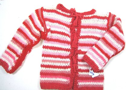 KSS Red/White/Pink Striped Baby Sweater/Jacket (2 Years) SW-997