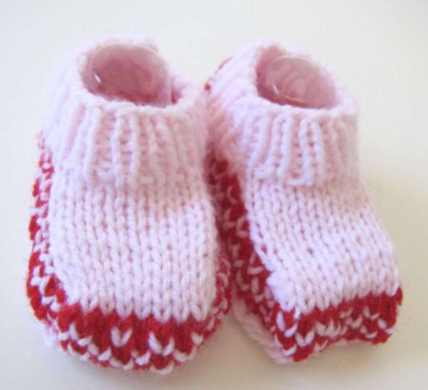 KSS Acrylic Knitted Pink Booties (3 - 6 Months) - Click Image to Close