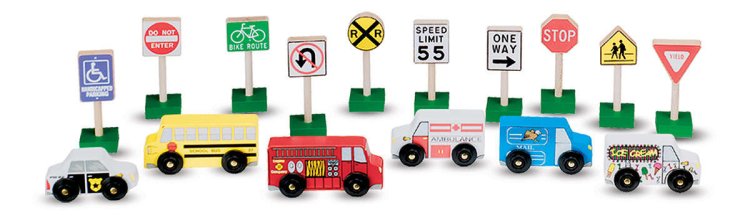 Melissa & Doug Wooden Vehicles and Traffic Signs