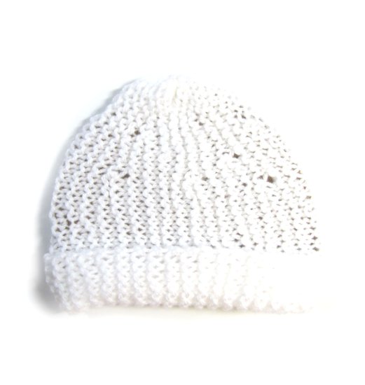 KSS White Colored Soft Ribbed Cap 13" (4 Months) HA-589