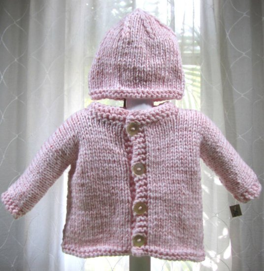 KSS Pink Sweater/Hat/Booties Set 9 Months - Click Image to Close