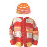 KSS Fire Striped Sweater/Cardigan & Hat (3-4 Years) KSS-SW-096-EB