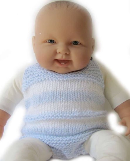 KSS Acrylic Light Blue Striped Sleeveless Onesie 6 Months - Click Image to Close