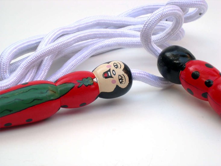 Jumprope with Handpainted Wooden Ladybug Lady - Click Image to Close