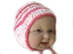 KSS Pink Cotton/Acrylic Cap with Earflaps 15-17" (1-2 Years) HA-125