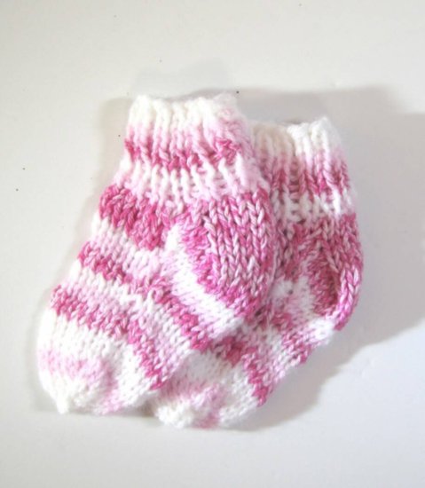 KSS Pink/White Knitted Socks (3-6 Months) - Click Image to Close