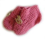 KSS Pink Knitted Booties w Button Decoration (3-6 Months)