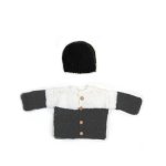 KSS Black/White Baby Sweater/Cardigan & Hat (3 - 6 Months)