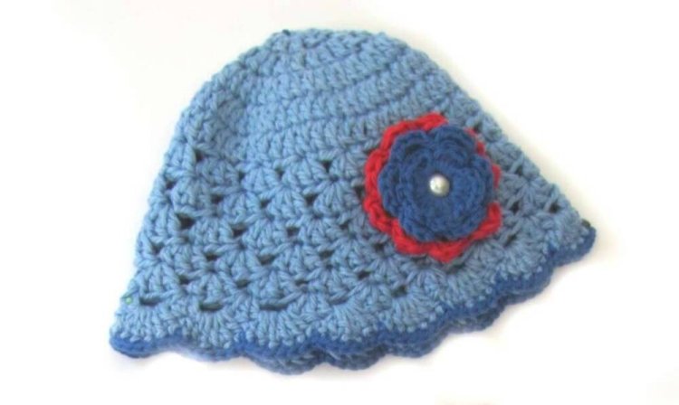 KSS Baby Crocheted Blue Cotton Dress and Hat 6-9 Months HA-048 - Click Image to Close