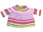 KSS Pink/White/Green Striped Toddler Sweater Vest (1 Year) SW-740
