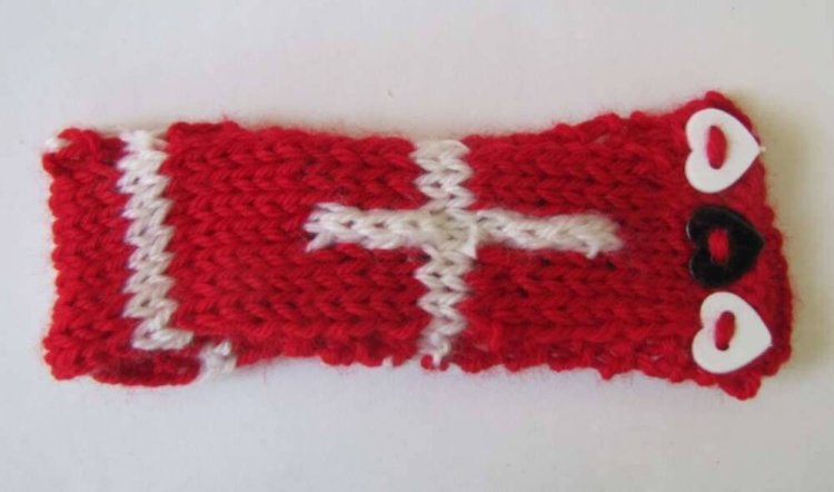 KSS Red Knitted Headband with Danish Flag 13-15" (0-9 Months) - Click Image to Close