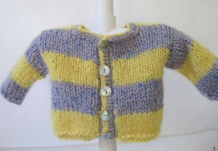 KSS Yellow/Grey Sweater/Jacket (9-12 Months) - Click Image to Close