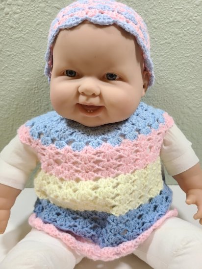 KSS Pastel Baby Dress and Hat 6 Months DR-192 - Click Image to Close