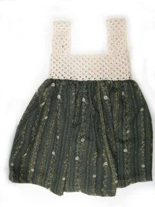 KSS Green with Natural Crocheted Top Dress (18-24 Months)