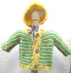 KSS Green/Yellow Sweater/Cardigan with a Hat Newborn - 3 Months KSS-SW-920-EBK