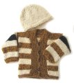 KSS Brown/Beige Striped Sweater with a Hat (12-24 Months)