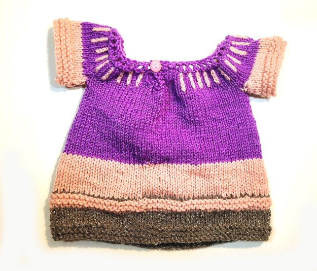 KSS Purple Blocked Knitted Summer Dress 12 Months DR-195 - Click Image to Close