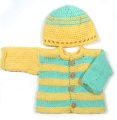 KSS Green/Yellow Sweater/Cardigan with a Hat 3 Months