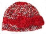 KSS Red/Grey Beanie with a Red Bow 14 - 16" (0-24 Months)