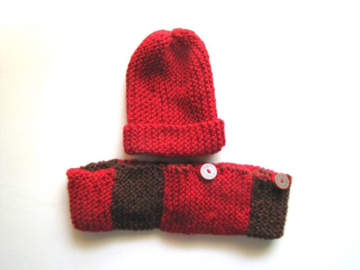 KSS Dark Red Money {or Pacifier) Belt and Ribbed Hat 0 - 6 Years - Click Image to Close