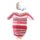 KSS Knitted Striped Baby bag in pink & Hat 0 - 6 Months