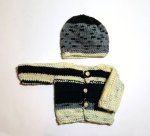 KSS Black/Grey Sweater/Cardigan with a Hat 0-3 Months SW-1068