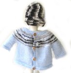 KSS Blue Knitted Baby Sweater/Jacket & Cap (9 Months) SW-967