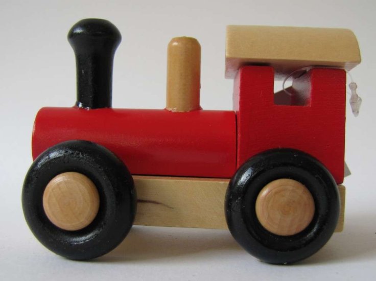 Two Wooden Locomotives Red and Yellow 07527-2PC - Click Image to Close