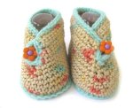 KSS Natural High Top Cotton Crocheted Booties (3 - 6 Months)