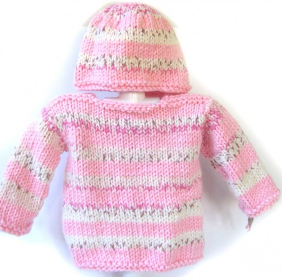 KSS Heavy Pink/Beige Striped Toddler Pullover Sweater 3T SW-681 - Click Image to Close