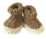 KSS Brown/Beige Acrylic Knitted Cuffed Booties (3 - 6 Months)