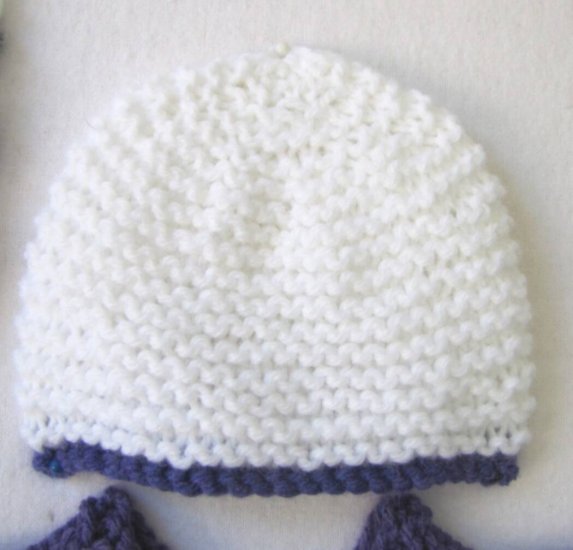 KSS Purple/White Sweater/Cardigan with a Hat Newborn - Click Image to Close