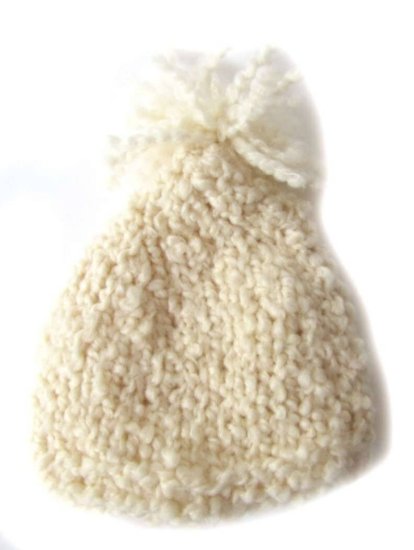 KSS Ivory Beanie with a Loose Tassell 13" - 14" (3 - 6 Months)