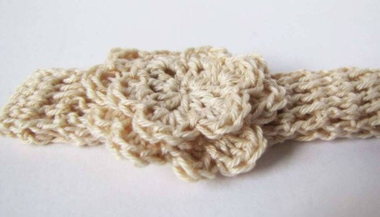 KSS Natural Crocheted Cotton Headband 15-16" - Click Image to Close
