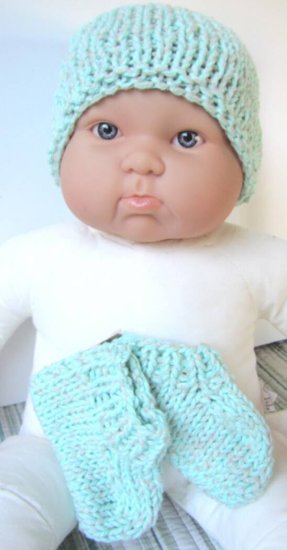 KSS Aqua Green Knitted Booties and Hat set (6 Months)