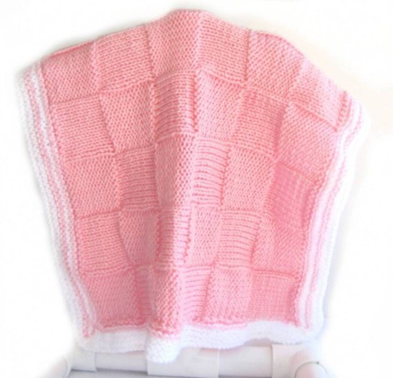 KSS Pink Squared Baby Blanket 30" x 18" Newborn and up BB-105 - Click Image to Close