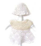 KSS Crocheted Natural Cotton Baby Dress and Hat 3 Months DR-134