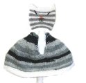 KSS Grey, Black and White Poncho & Cat Hat (6 Months) PO-014