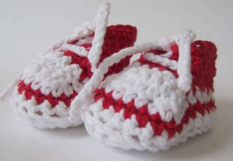 KSS Cotton Crocheted Sneaker Booties (0-3 Months) - Click Image to Close