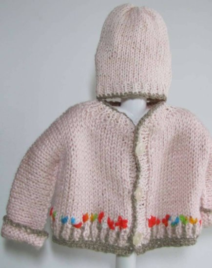 KSS Light Pink Sweater/Jacket and Cap set (6-12 Months) - Click Image to Close