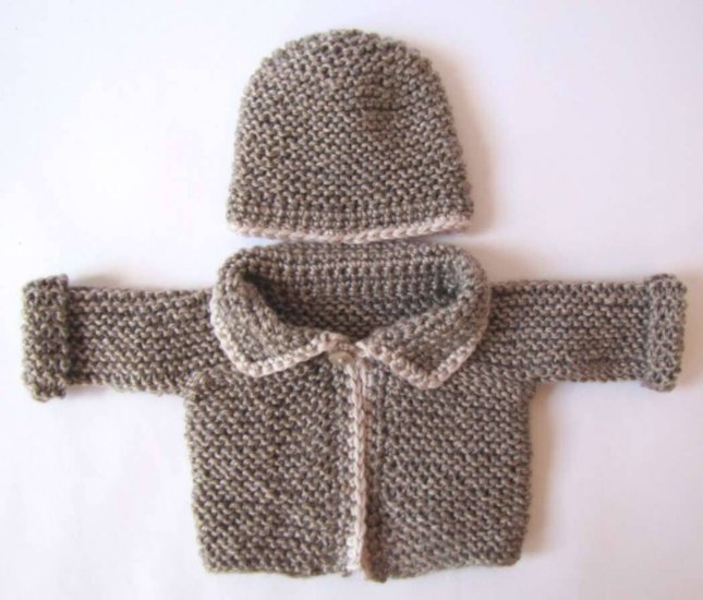 KSS Very Soft Grey Cardigan and Hat Newborn - 3 Months - Click Image to Close