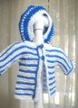 KSS Blue/White Striped Sweater/jacket and Beret (3 Months)